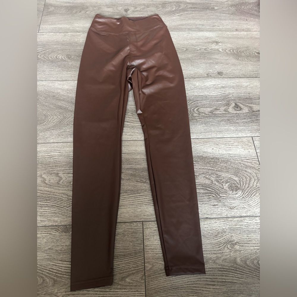Aerie Brown Faux Leather Leggings